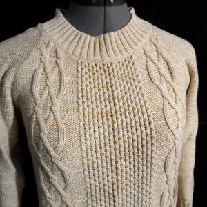 L.L.BEAN Scoop neck Crochet knit sweater XS Beige NaturalCable knit High quality